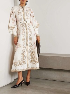 knee length dresses for ladies Lyrical buttoned midi dress ZIMMERMANN Multicolor main image 0