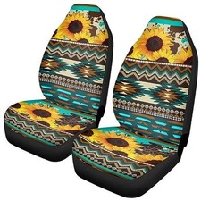 Sunflower Car Seat Covers for Women Ladies,Aztec Geometrical Sunflower Aztec