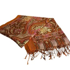 Paisley Fringe Scarf Wrap Boho Autumn Floral Multicolor One Size