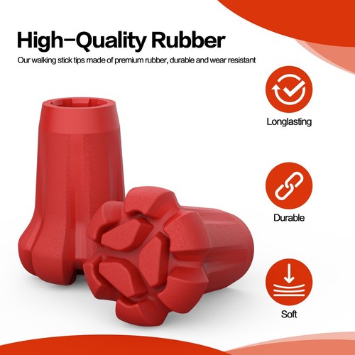 Hiking Pole Tips 4Pcs Rubber Wear &amp; Tear Resistant for Trekking Poles - Picture 6 of 7