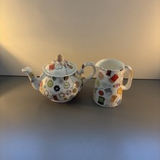 Milton China Small Tea Pot & Milk Jug Fine Bone China Made In England Sewing