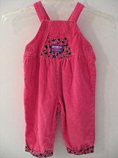 Baby Oshkosh B'gosh Vestbak Corduroy Bubble Overalls Bow Pink 12 Months USA Vtg