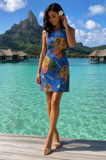 Dolce and Gabbana D&G Rare Aloha Hula Print Hawaiian 2000s Dress  IT44 UK10US6