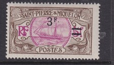 St. PIERRE et MIQUELON, 1927 3f. on 5f. Magenta & Sepia, lhm.