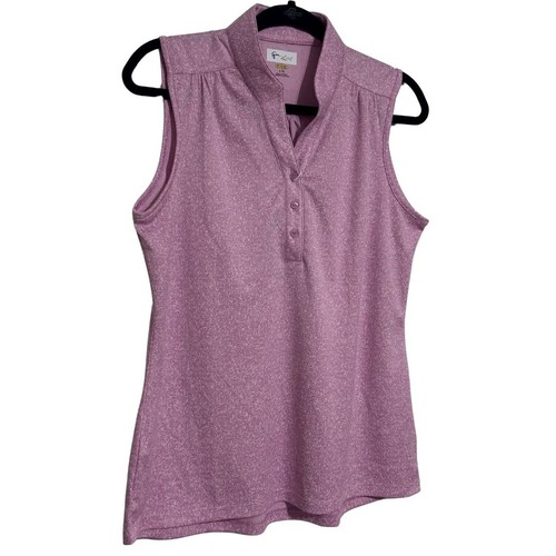 GREG NORMAN Heathered Dot Sleeveless Knit Polo Tank Golf Blouse Purple NWT Large - Picture 3 of 7
