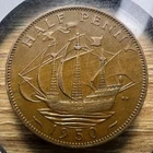 Photo of a 1950 George VI Half Penny from an eBay listing that sold on May 10, 2026