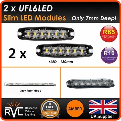 PAAR 12 V/24 V SCHLANK FLACH BÜNDIG GELB LED STROBOSKOP LICHT BAKE RECOVERY LIGHTBAR