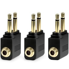 Ceemiaa Gold-Plated Dual 3.5mm Male to Female Airplane Audio Gold