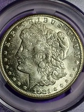 1921-S MORGAN SILVER DOLLAR. CAC  MS61. BRITE WHITE.