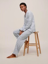 BNWT John Lewis Vida Heart Jersey Pyjama Set, Grey Size: 12,16 RRP: £42.00