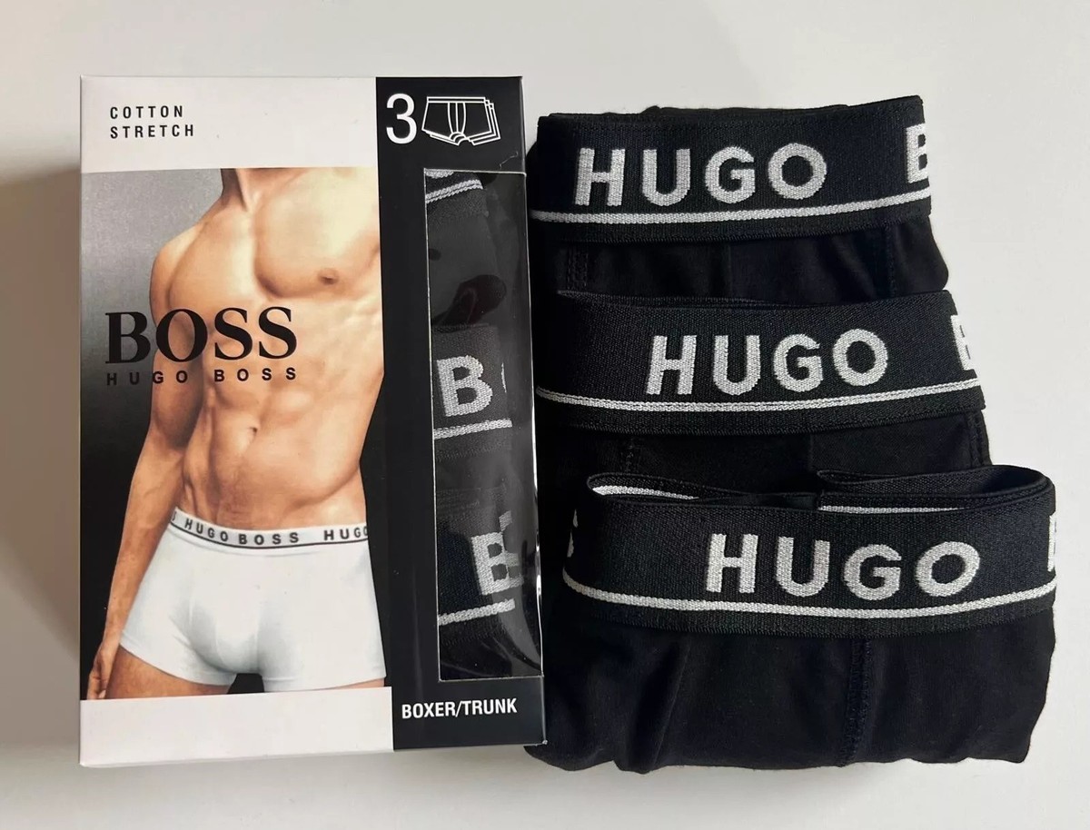 HUGO BOSS MENS BOXERS TRUNKS Pack SHORTS BLACK CLASSIC FIT
