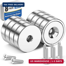 Grtard 30LB Neodymium Magnets, 8 PCS Strong Cup Magnet with Holes and Screw He