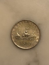 MONETA 500 LIRE ARGENTO Italia Caravelle anno 1959