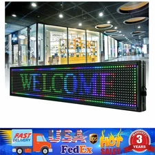 40"X8" LED Scrolling Sign RGB 7-Color Programble Outdoor Advertising Board wifi