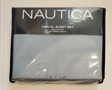 Nautica Twin XL Light Blue Sheet Set Cotton Percale Bedding 3-Piece NEW