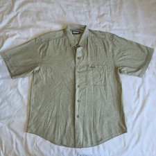 Vintage Ashworth 90's Men's Green M Cotton USA Made Button-up Short Sleeve Shirt