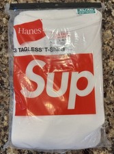 Supreme Hanes Tagless White Tees 3 Pack Size XL New Authentic Ships Same Day