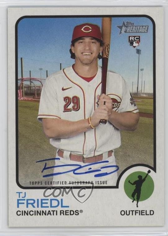 2022 Topps Heritage Real One Auto TJ Friedl #ROA-TF Rookie Auto RC 10z2