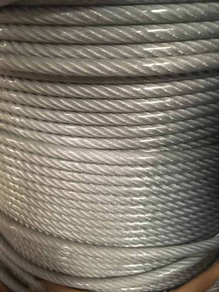 GROOVE INDUSTRIAL 5/16"-3/8" Vinyl Coated Galvanized Aircraft Cable Steel Wire Rope 7x19 200 Feet
