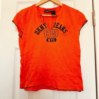 DKYN jeans women orange short sleeve shirts  89 size M