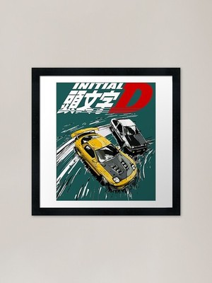 Initiale D Mountain Drift Racing hellbraun gerahmtes Wandbild Poster Leinwanddruck Bild