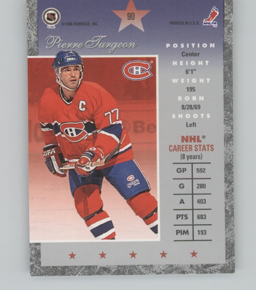 1995-96 Donruss Elite #90 Pierre Turgeon - Image 2 of 2