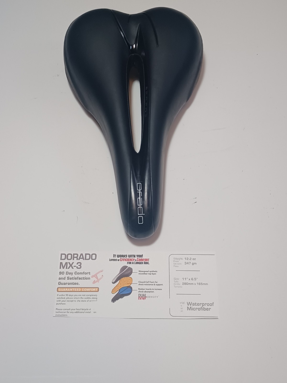 (New other (see details)) Serfas Dorado MX-3 Chromoly Black Cutaway Saddle Microfiber Men 11" x 6.5" (34.95 USD)