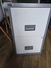 ​Pierre Henry 2 Drawer A4 Metal Filing Cabinet - Grey/White-New(Minor Scratches)