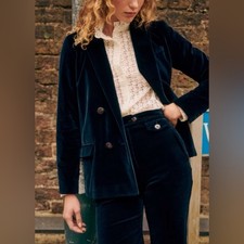 SEZANE Florentino navy velvet trouser pants size 34 / 2