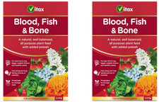 2x Vitax Blood Fish Bone Organic Fertiliser Fruit Vegetables Flower Growth 2.5kg 4.80 per kilo