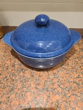 Kalahari Sands Blue Large Casserole With Lid Gourmet's Pride By Crown Ceramics