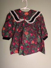 Vtg Kalula Kids 2T Christmas Dress Black Velour Lace Floral Made in USA 90s