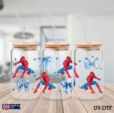 Spiderman UV DTF Aufkleber - 16oz Libbey Dose Glasfolie xe900