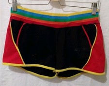 COOGI RUNNING/GYM SHORTS LOGO MULTICOLOR STRETCH RAINBOW DRAWSTRING WAIST SIZE L
