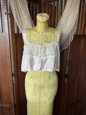 Antique 1910s Edwardian Silk Lace Corset Cover Medium / Large