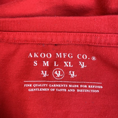 AKOO Graphic T-Shirt Red Floral Roses Skull Cotton Size 4XL Flaw - Picture 4 of 6