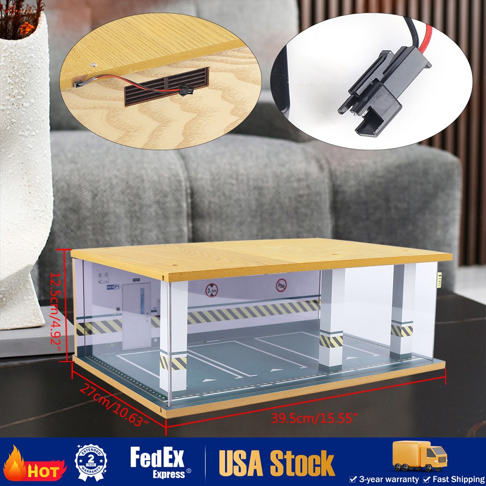 1/24 Scale Car Garage Model Diorama Parking Lot Scenery Display Box w/ Light??
