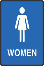 Blue Women's Room Metal Restroom Bathroom Sign 8" x 12" or 12" x 18" Sizes