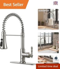 Vintage Kitchen Faucet Brushed Nickel Stainless Steel High Arc Single Handle