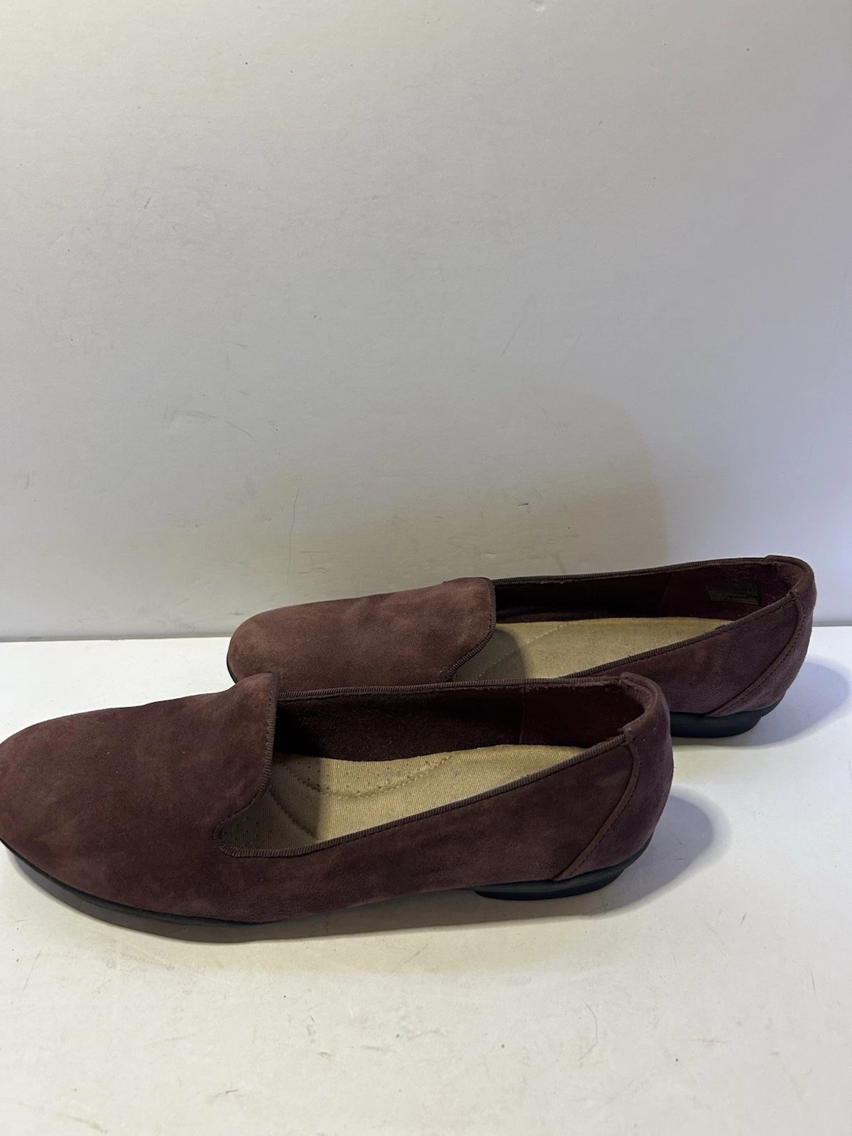 Mocassini Clarks Collection donna 8W bordeaux scamosciato slip on soletta ammortizzata scarpe