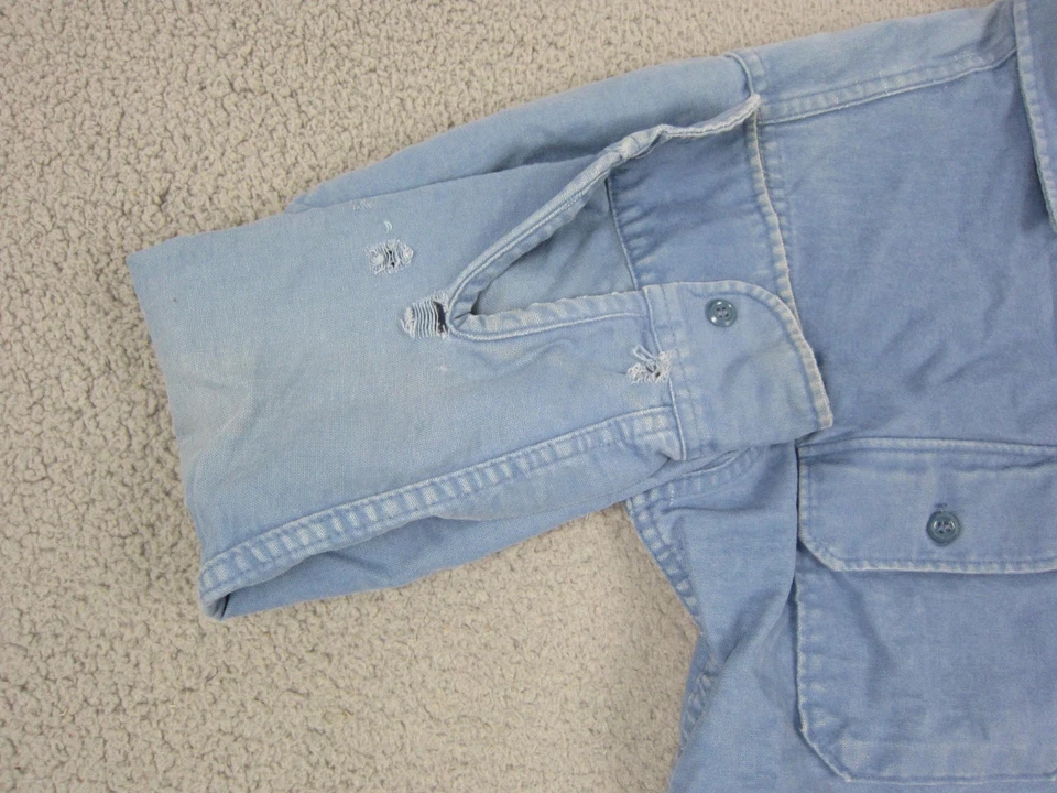 Camisa Woolrich True Vintage Para Hombre Grande Azul Gamuza Franela Exterior Años 60 70 EE. UU. Foto 4 de 4