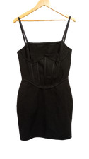 PrettyLittleThing Black Corset Bodycon Mini Dress - Size UK 12