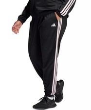 adidas Womens Plus Size Tricot 3-Stripes Track Pants Black Clear Pink 1X