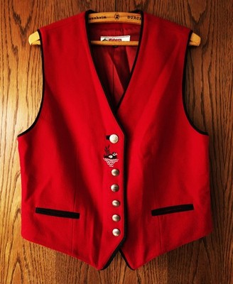 Weste Original Alphorn Trachtenmode Stickerei Ente rot-grün  Gr. 42 Damen