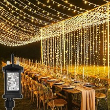 6m x 3m Curtain Lights 600 LED Mains Powered Waterfall Fairy Lights