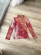 Vintage Roberto Cavalli Class Paisley Printed Top Long Sleeve Turtleneck US 10