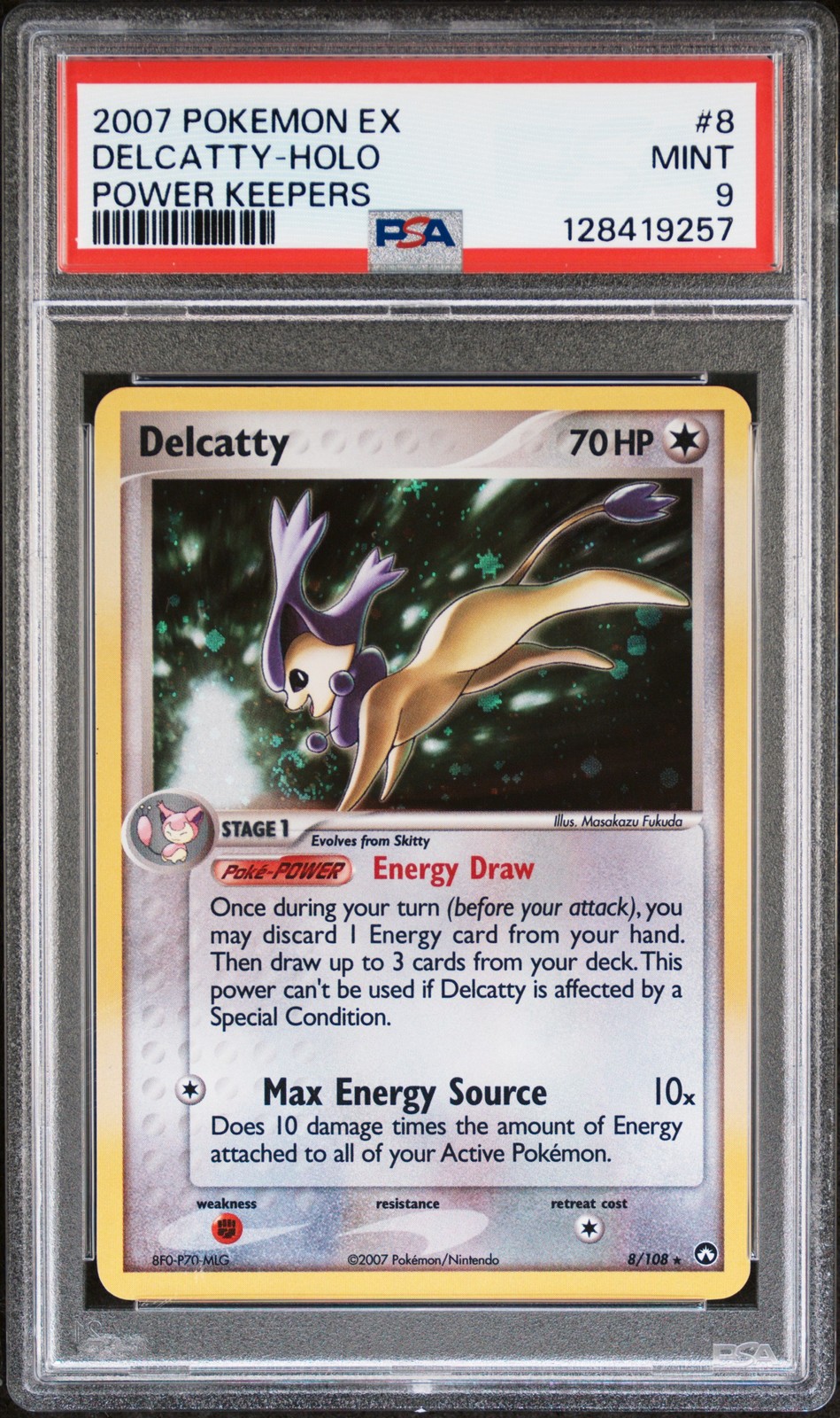 2007 POKEMON EX POWER KEEPERS #8 DELCATTY-HOLO PSA 9
