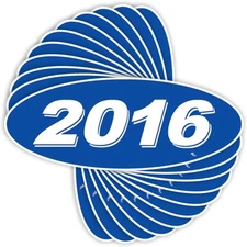 Versa Tags 2016 Oval Model Year Car Dealer Window Stickers 2016, Blue/White 