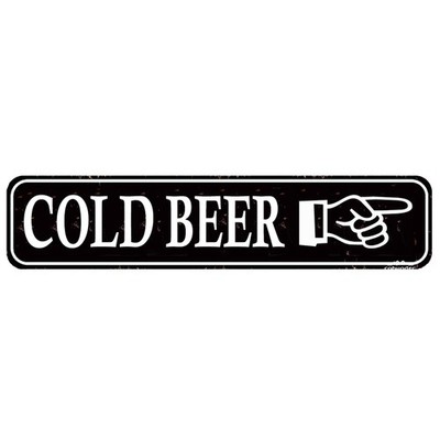Cold Beer Rustic Metal Sign - Vintage Bar & Pub Decor, 16 x 4 Inch, COLD BEER 