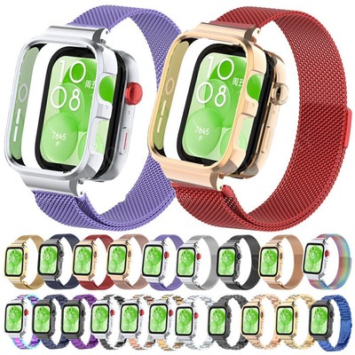 For Huawei Watch Fit 3 Luxury Stainless Steel Band Strap Bracelet + Metal Case
